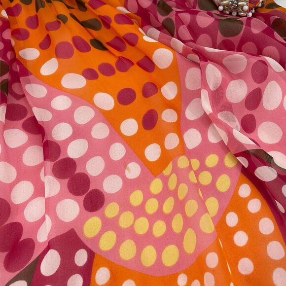 Milly Empire Waist Mini Dress Women's 4 Multicolor Polka Dot Embellished Silk - Picture 12 of 16